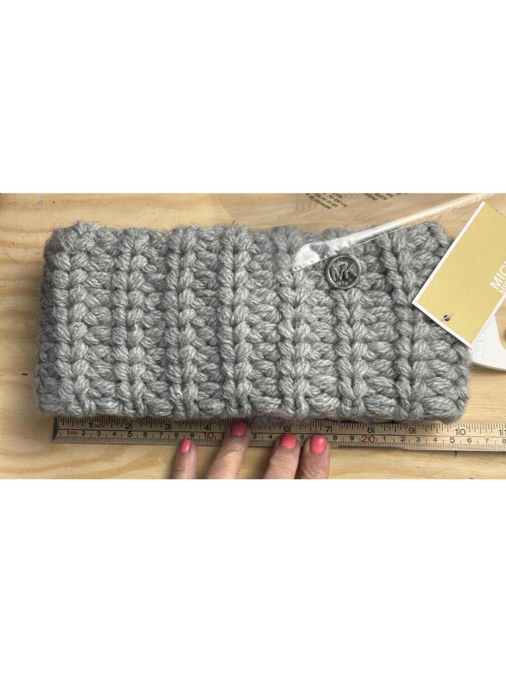 Michael Kors Gray Chunky Knit Headband Ear Warmer with Logo Accent